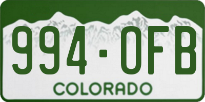 CO license plate 994OFB