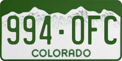 CO license plate 994OFC