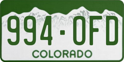 CO license plate 994OFD