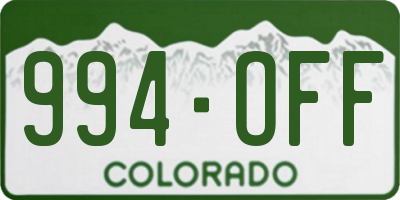 CO license plate 994OFF