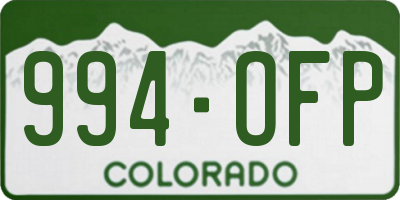 CO license plate 994OFP