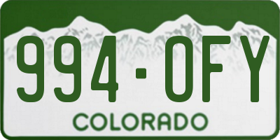 CO license plate 994OFY
