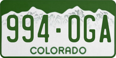 CO license plate 994OGA