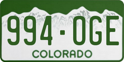 CO license plate 994OGE
