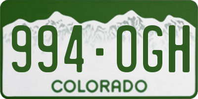 CO license plate 994OGH