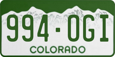 CO license plate 994OGI