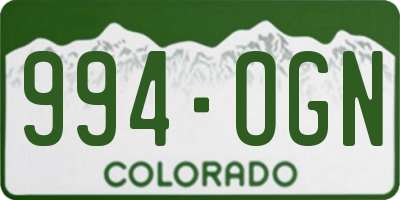 CO license plate 994OGN