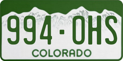 CO license plate 994OHS
