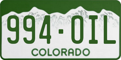 CO license plate 994OIL