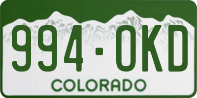 CO license plate 994OKD
