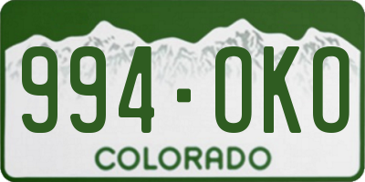 CO license plate 994OKO