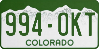 CO license plate 994OKT