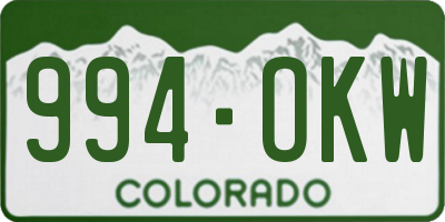 CO license plate 994OKW