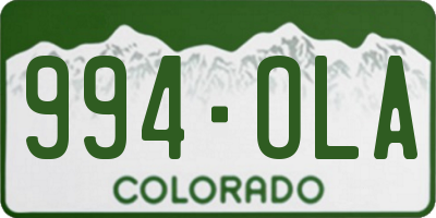 CO license plate 994OLA