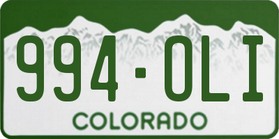 CO license plate 994OLI