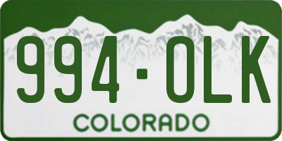 CO license plate 994OLK
