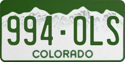 CO license plate 994OLS