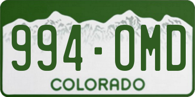 CO license plate 994OMD