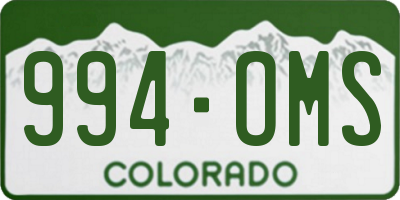 CO license plate 994OMS