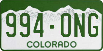 CO license plate 994ONG