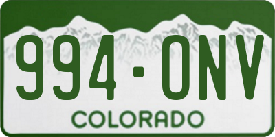 CO license plate 994ONV