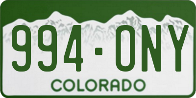 CO license plate 994ONY