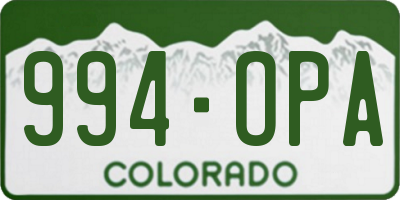 CO license plate 994OPA