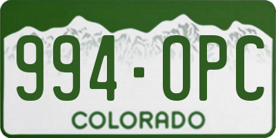 CO license plate 994OPC