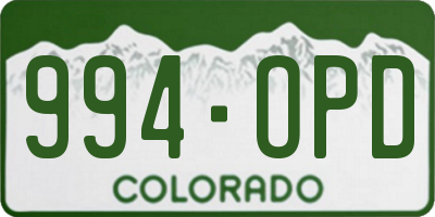 CO license plate 994OPD
