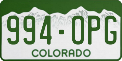 CO license plate 994OPG