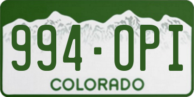 CO license plate 994OPI