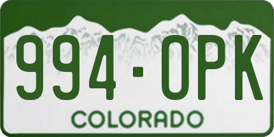CO license plate 994OPK
