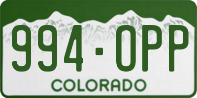 CO license plate 994OPP