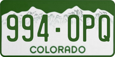 CO license plate 994OPQ