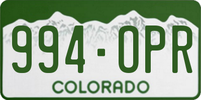 CO license plate 994OPR