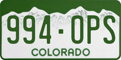 CO license plate 994OPS