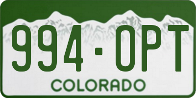CO license plate 994OPT