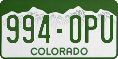 CO license plate 994OPU