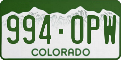 CO license plate 994OPW