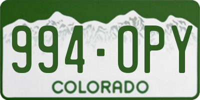 CO license plate 994OPY