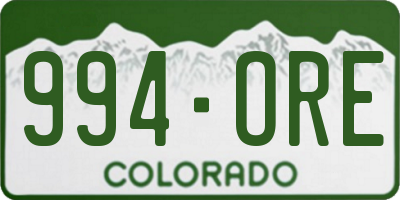CO license plate 994ORE