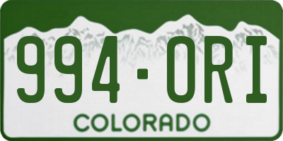 CO license plate 994ORI