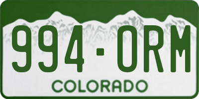 CO license plate 994ORM