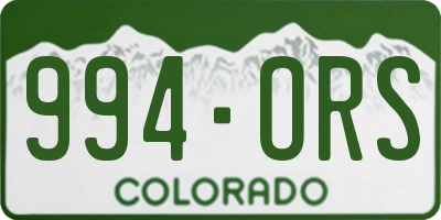 CO license plate 994ORS
