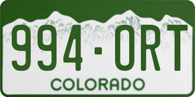 CO license plate 994ORT