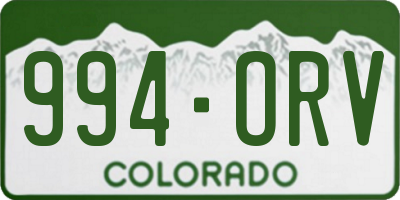 CO license plate 994ORV