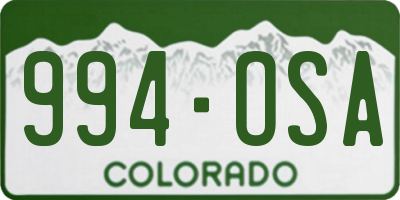 CO license plate 994OSA