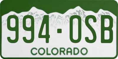 CO license plate 994OSB