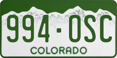 CO license plate 994OSC