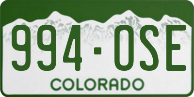 CO license plate 994OSE